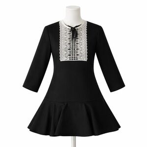 Zara Black Top with White Lace Trim